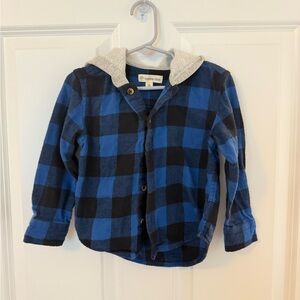 Tucker + Tate Blue and Black Button Down Shirt with Hood